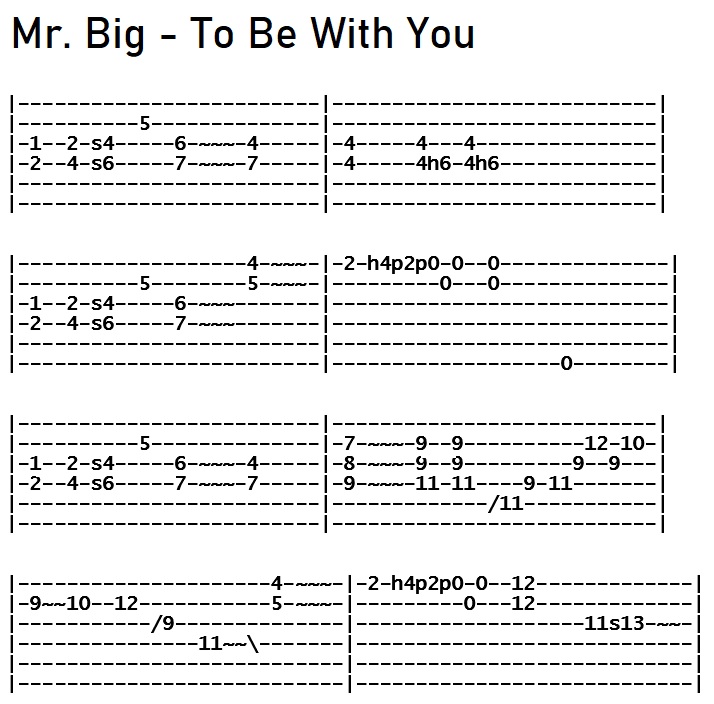 Mr. Big - To Be With You Solo Tab